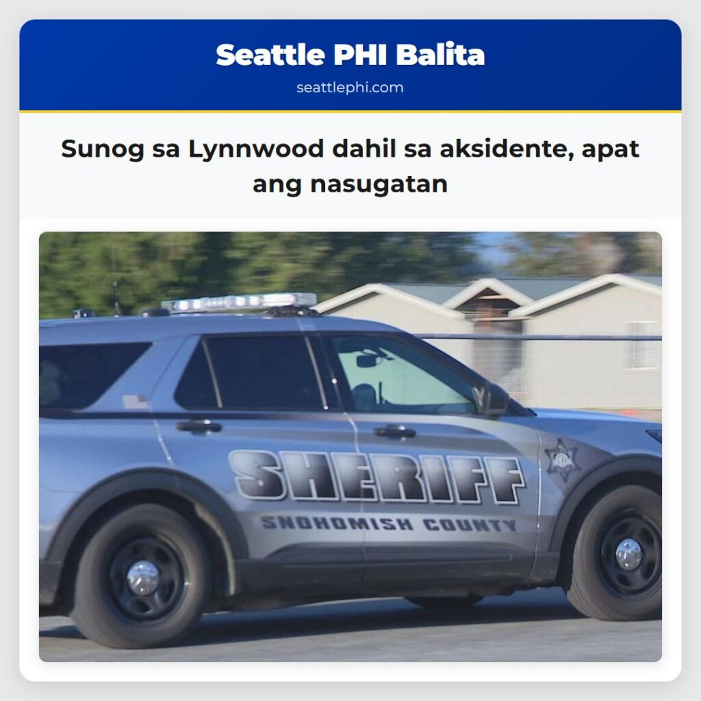 Sunog sa Lynnwood dahil sa aksidente, apat ang