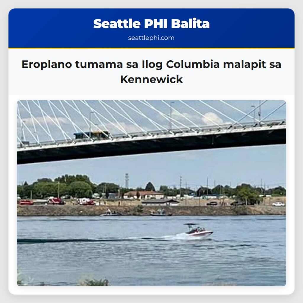 Eroplano tumama sa Ilog Columbia malapit sa