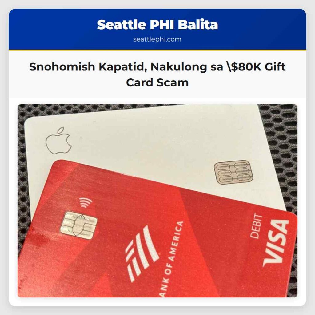Snohomish Kapatid, Nakulong sa $80K Gift Card