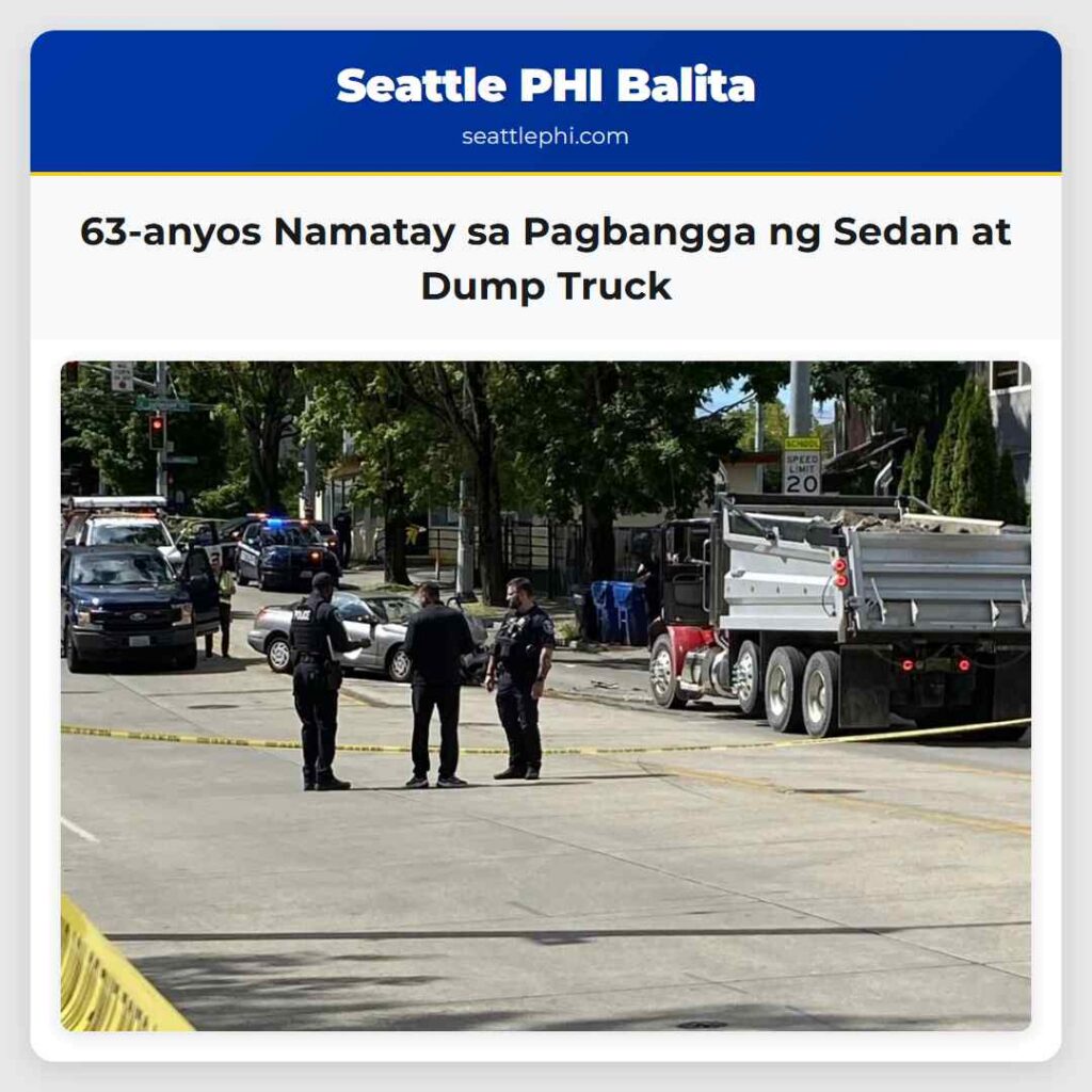 63-anyos Namatay sa Pagbangga ng Sedan at Dump