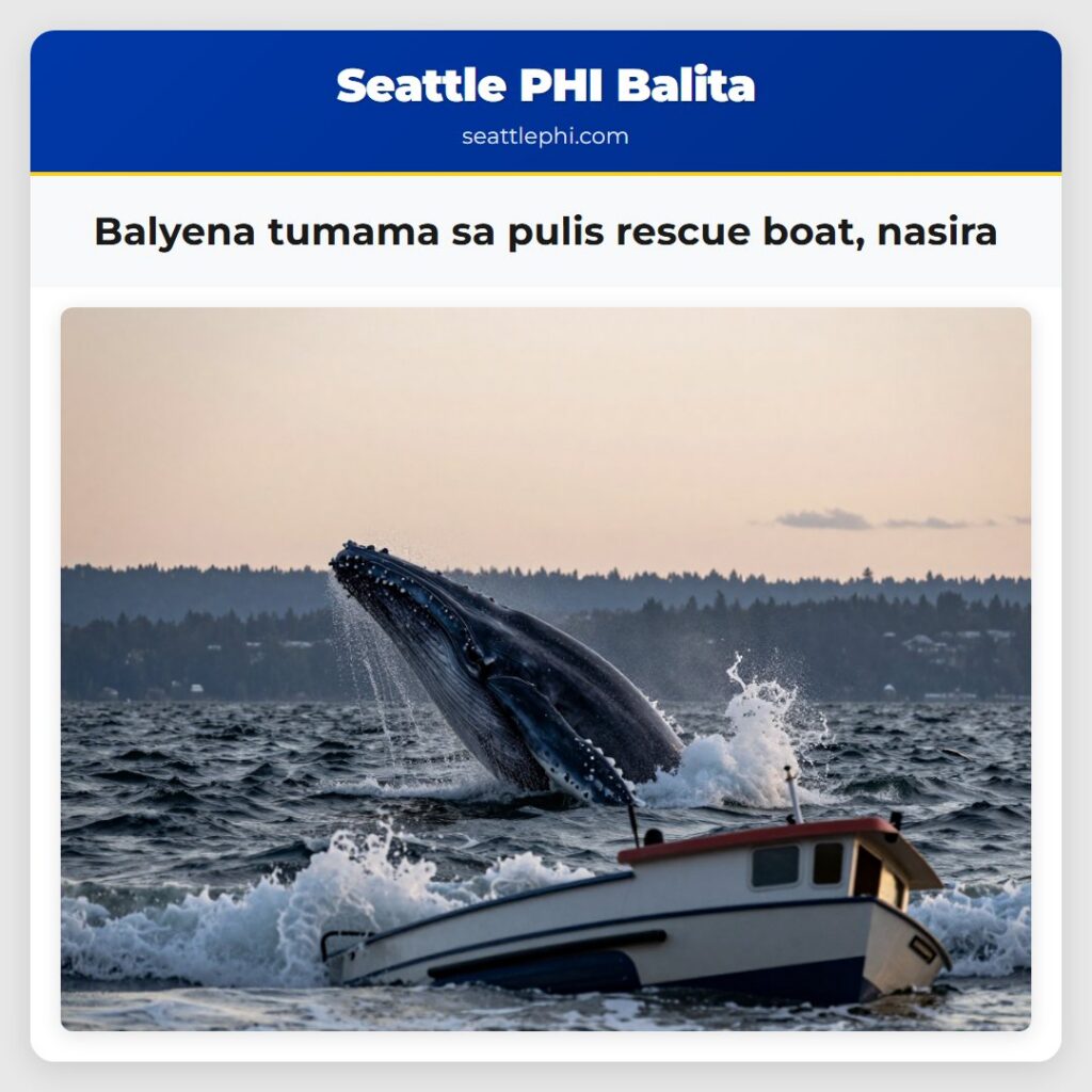 Balyena tumama sa pulis rescue boat, nasira