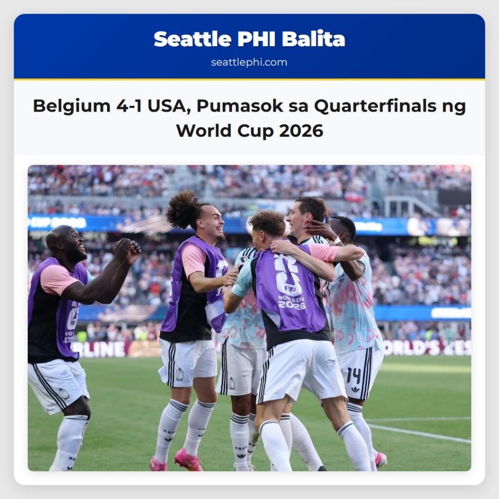 Belgium 4-1 USA, Pumasok sa Quarterfinals ng