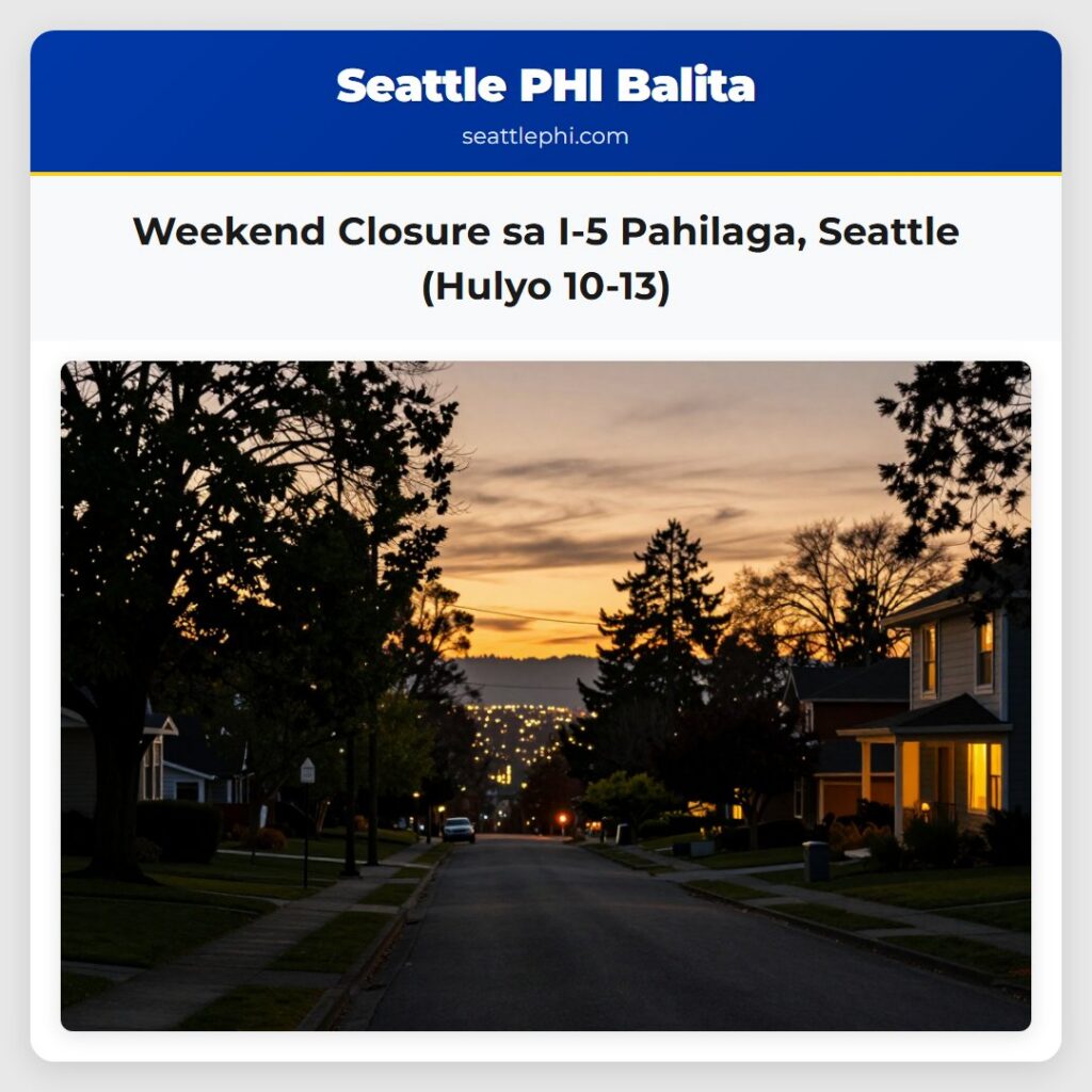 Weekend Closure sa I-5 Pahilaga, Seattle (Hulyo